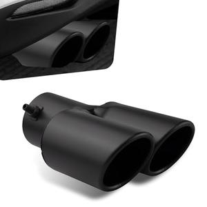 Hugwits Car Exhaust Tips, Stainless Steel Dual Outlet Straight Style Muffler Exhaust, 2.5" Dual Tail Pipe Muffler Tip, Universal for Most Cars (Matte Black)