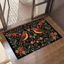 Door Mat, Vintage Flowers Birds Rugs for Front Door,Non-Slip Rustic Leaf Low Profile Indoor Outdoor Welcome Mat for Entry Patio, Porch, Hallways,Kitchen 30 x 17 Inch