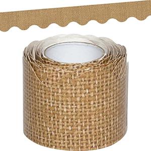 Teacher Created Resources Burlap Scalloped Rolled UNCUT Border Trim - 50 ft - Decorate Bulletin Boards, Walls, Desks, Windows, Doors, Lockers, Schools, Classrooms, Homeschool & Offices