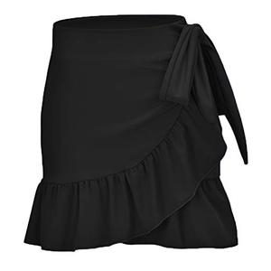 ChinFun Women's Ruffle Sarongs Beach Wrap Swimwear Bikini Tankini Cover Up Swim Skirts Swimdress Plus Size Solid Black XL ChinFun Women's Ruffle Sarongs Beach Wrap Swimwear Bikini Tankini Cover Up Swim Skirts Swimdress Plus Size Solid Black XL