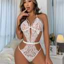 txsrbsj Sexy Lingerie for Women Lace Teddy Bodysuit Lingerie One-Piece High Cut Sex Women's Lingerie Outfits (White)