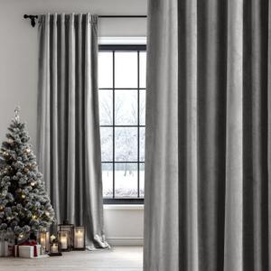StangH Grey Velvet Curtains 84 inches Long, Two-Layer Light Blocking Thermal Insulated Drapes for Living/Dining Room Elegant Bedroom Window Treatments, W48 x L84, 1 Panel
