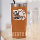 2 x (3PCS) Eat Sleep Football Repeat Sticker Funny Football Stickers Decals for Books Laptops Tumblers Scrapbooks Water Bottbles, Waterproof Vinyl Decal for Football Players Team, 3 x 2.5 Inches