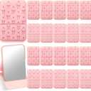 Amyhill 24 Pcs Party Favor Compact Fold Mini Mirror Preppy Bow Gift for Women Birthday Bridal Shower Bachelorette Graduation Party Supplies (Folding,Peach)