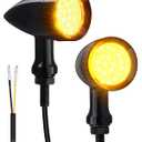 Amazicha 24 LEDs Motorcycle Turn Signals Led, SMD Mini Size Blinkers with 8mm/10mm Mounting Holes Fit for Harley Dyna Honda Kawasaki Suzuki Yamaha (Black/Amber)
