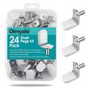 24 Pack Shelf Pegs 5mm (3/16'') with Storage Box, L-Shaped Metal Shelf Pins with Anti-Slip Caps, Nickel Plated Replacement for Kitchen Pantry, Bookcase, Medicine Cabinet & Glass Shelves