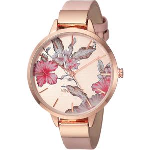 Nine West Women's Floral Dial Smooth Strap Watch (Pink/Rose Gold) Nine West Women's Floral Dial Smooth Strap Watch (Pink/Rose Gold)