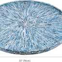 PEMAR 22" Round Mother of Pearl Extra Large Ottoman Tray with Raised Edge, Oversized Decorative Luxury Wooden Serving Tray for Food, Coffee Table, Breakfast in Bed (Blue Sunlight)