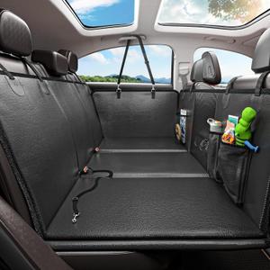 Back Seat Extender for Dogs, Waterproof Dog Car Seat Cover for Back Seat with Hard Bottom, 2025 Upgraded Material, Anti Scratch, Safer, Easy to Use and Clean, Black (Large)