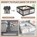 Foldable Baby Playpen with Mat - 50"X50" Play Yard for Babies and Toddlers - Indoor & Outdoor Portable Playpen with Storage Bag & 30 Ocean Ball - Baby Fence with Visible Mesh & Zipper Door,Black