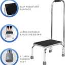 Vaunn Medical Foot Step Stool with Handle and Anti Skid Rubber Platform, Lightweight and Sturdy Stool for Children, Adults and Seniors, Chrome