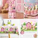 313pcs Farm Birthday Decorations for Girl, Worry-free One-stop Set for 25 Guests, with Thick Plates Banner Centerpieces and Cupcake Toppers, Easy Setup for Farm Themed Party