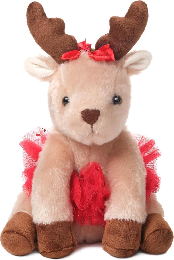 Bearington Darling Dancer Ballerina Reindeer Stuffed Animal, 7 Inch Stuffed Reindeer Christmas Doll, Ideal Christmas Plush Toy Gift for Toddlers, Kids & Teens, for Ages 3-14