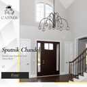 Modern 52" 12-Light Black Sputnik Chandelier with Smoke Glass Globe