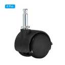 PATIKIL 1 Inch Swivel Stem Casters, 8 Pack Nylon 360 Degree Insert Swivel Stem Wheels with Brake for Chair Shelf Furniture Replacement, Black