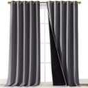 NICETOWN 100% Blackout Blinds, Laundry Room Decor Window Treatment Curtains for Large Patio Sliding Door, Thermal Insulated Grey Curtains for Bedroom, Set of 2, 70 inches x 108 inches (70"W x 108"L (Pack of 2))