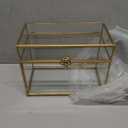 Okllen Glass Wedding Card Box with Lock and Slot, Gold Rim Envelop Box Gift Holder, Vintage Clear Card Box for Wedding Reception, Baby Shower, Birthday, Graduation (Glass Box and Lock Only)