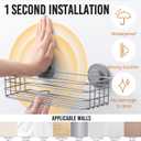 LEVERLOC Shower Caddy Suction Cup, 2 Pack Shelves for Inside with Hooks and Soap Organizer, NO-Drilling Bathroom Shelves, Rustproof Meatl Bathroom Holder, Grey