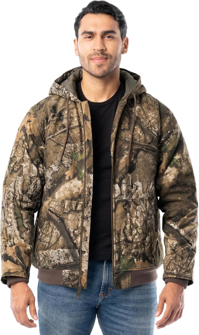 Realtree mens Insulated Duck Quilted Lined Full Zip Hoodie (5X-Large)