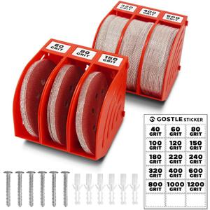 5 Inch Professional Sanding Discs Storage Bins - 6 Bins Set for Efficient Organization, Offset Snap-On Connection, Grit Classification, Space-Saving Design and Versatile Application, Red