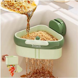 Sink Strainer Basket,2025 New Upgraded Suction Cup Press Sink Drainer Basket,Automatic Dumping Sink Strainer Basket,Faucet Sponge Storage Rack,Corner Sink Trash Catcher for Food Waste (Green)