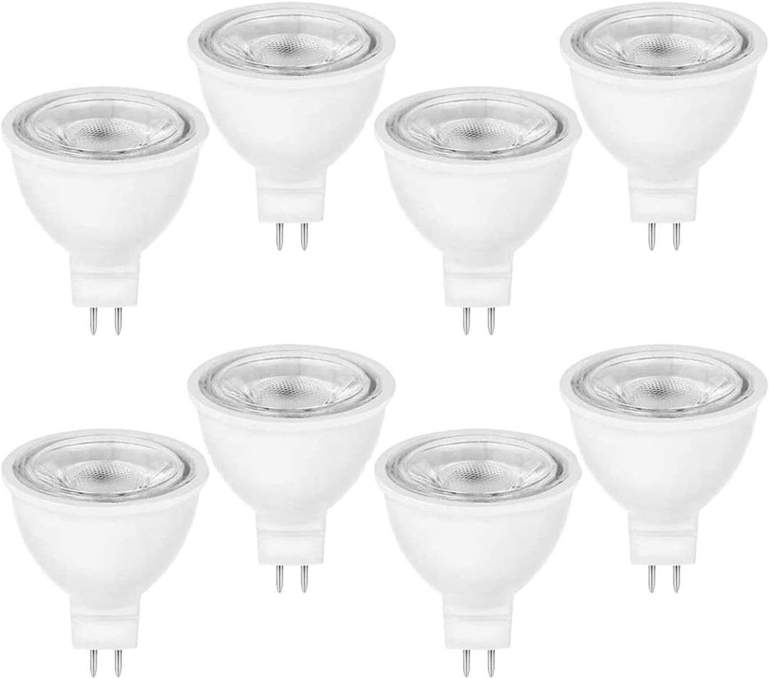 Lxcom Lighting MR16 LED Bulb G5.3 MR16 COB Spotlight 5W LED Light Bulbs 50W Halogen Bulbs 110V Warm White 3000K for Landscape Flood Track Recessed Lighting, Non-Dimmable, 8 Pack