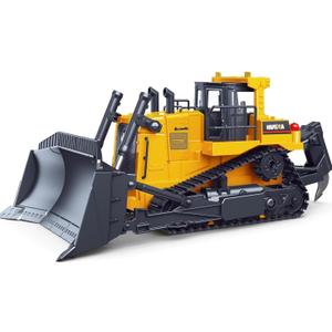 fisca Remote Control Bulldozer RC 1/16 Full Functional Construction Vehicle, 2.4Ghz 11 Channel Dozer Front Loader Toy with Light and Sound for Kids Age 6, 7, 8, 9, 10 and Up Years Old, 14.8 x 7.7 x 6.1 inches