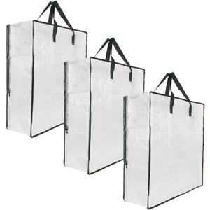 3 Pack Clear Storage Bags with Zipper and Handles, Blanket Bags For Closet Storage, Moving and Packing Supplies for College, Underbed Storage Organizer for Clothes Pillow Bedding Christmas Wreath