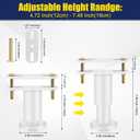 4 Pcs Adjustable Height Bed Support Legs [with Screws] 4.72-7.48 Inch, Metal Heavy Duty Bed Replacement Legs Bed Slats Support Legs for Bed Frame/Bed Center Slat/Furniture (White)