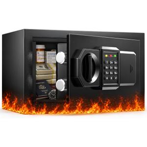 1800°F/ 35 Min Small Fireproof Safe, 15.25 Lbs Heavy Duty Safe Box