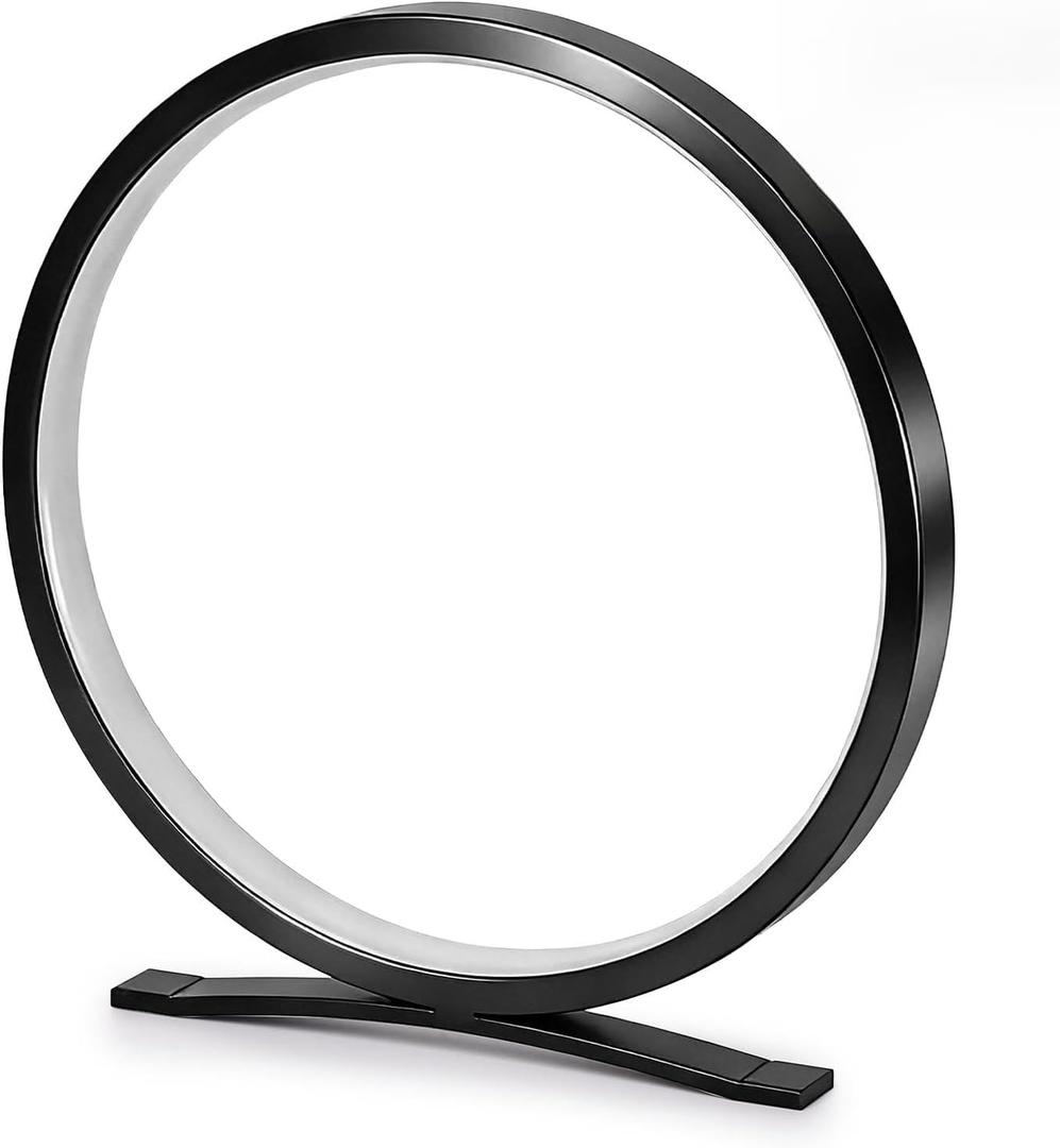 Modern Circle Table Lamp, Dimmable LED Nightstand Lamp with On/Off Switch, 3 Color Temperatures, Minimalist Desk Lamp for Bedroom, Living Room, Office, Home Decor (Black)