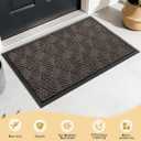 Yimobra Outdoor Mats for Front Door 29.5x17, Stops Mud & Dirt at Entrance, Fits Garage & Patio, All-Weather Waterproof Non Slip Outdoor Indoor Welcome Mat, Brown
