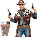 Cowboy Toys Gun and Western Holster Set for Adults, Toy Revolver and Adjustable Belt Halloween Costume Accessory for Men and Women