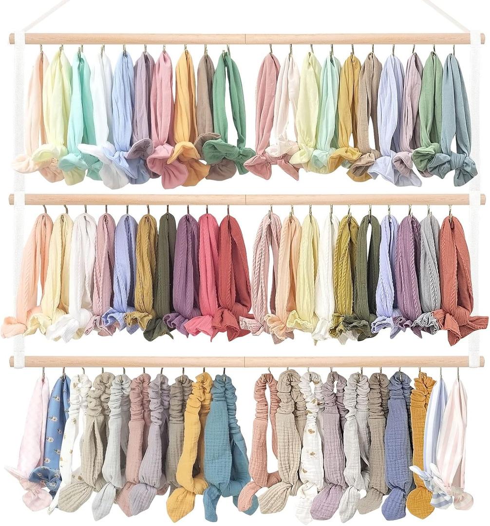 POVETIRE Headband Holder Head Bands Organizer for Girls Hair Bows Hanging Baby Headbands Hair Accessories Organizer Storage Wall Hanging Decor for Newborn Infant Toddlers Kids (White-2)