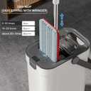 HoMettler Mop and Bucket Set, 3-Tank Flat Mop and Bucket System for Separate Dirty & Clean Water, 65" Mops for Floor Cleaning with 4 Washable Pads, Safe for Hardwood, Vinyl, Tile, Baseboards, Walls