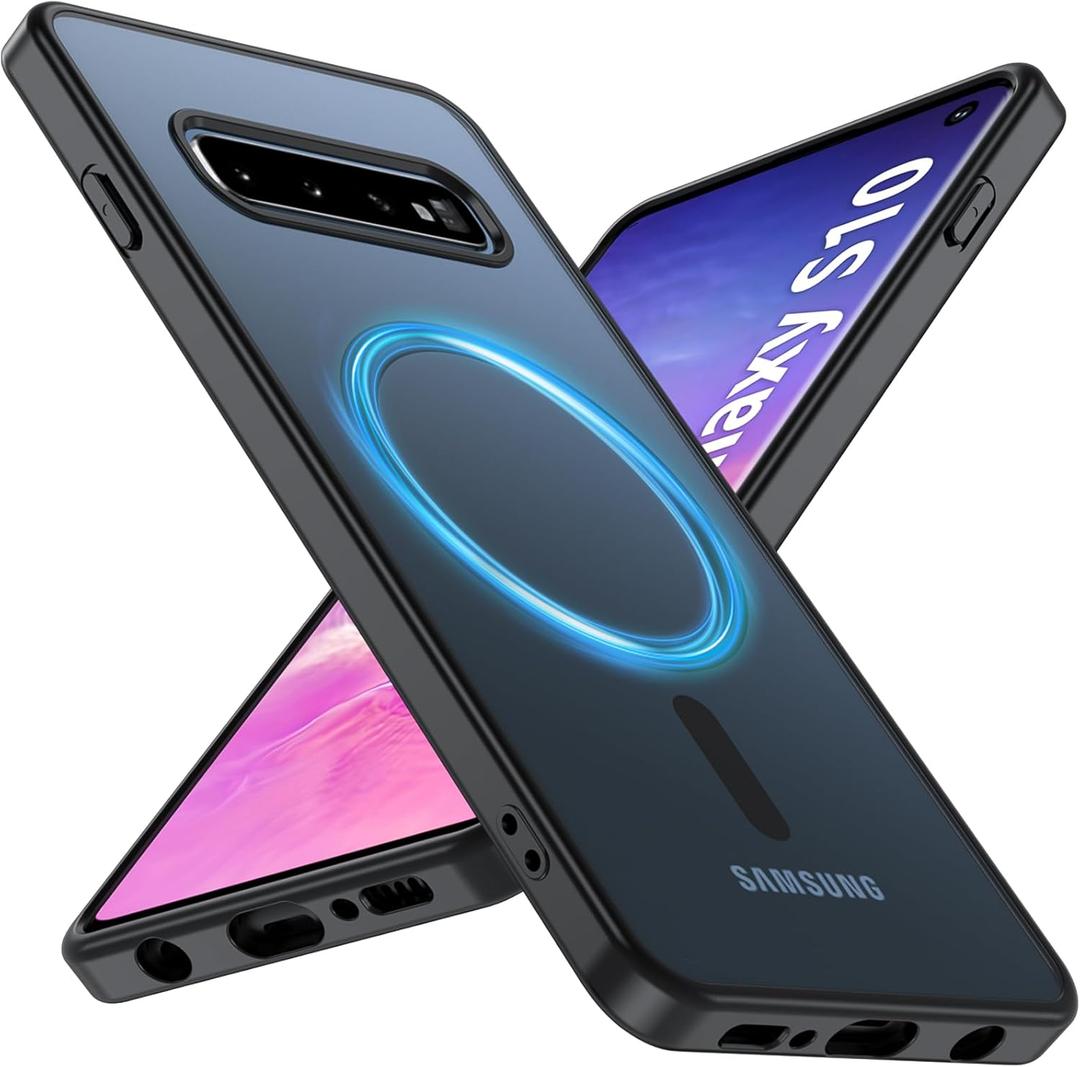 Cum2giff Magnetic for Samsung Galaxy S10 Phone Case, S10 4G-NO 5G Compatible with Magsafe, Shockproof Military Grade Drop Protection, Translucent Matte Slim Rugged Cover Shockproof Case for S10, Black