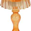 Desk Lamp Shaped Glass Candle Holder - Glass Hurricane Candleholder Crystal Decorative Candle Stand for Table Wedding Dinning Centerpieces Party Supplies Decor Amber