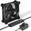 upHere Big Airflow 120mm x 25mm Computer Fan with AC Plug Cabinet Fan 100V 240V AC Power Supply,DC 12V 5 Speed Controller, for Router Mining Machine Chassis Server Workstation Cooling
