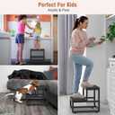 LIANTRAL 2 Step Stool for Adults Kids, Heavy Duty Sturdy Steel Frame with Wooden Steps, Bedside Foot Stool with 500lbs Load Capacity, Non-Slip Step Stool for High Bed, Kitchen, RV Step - Black