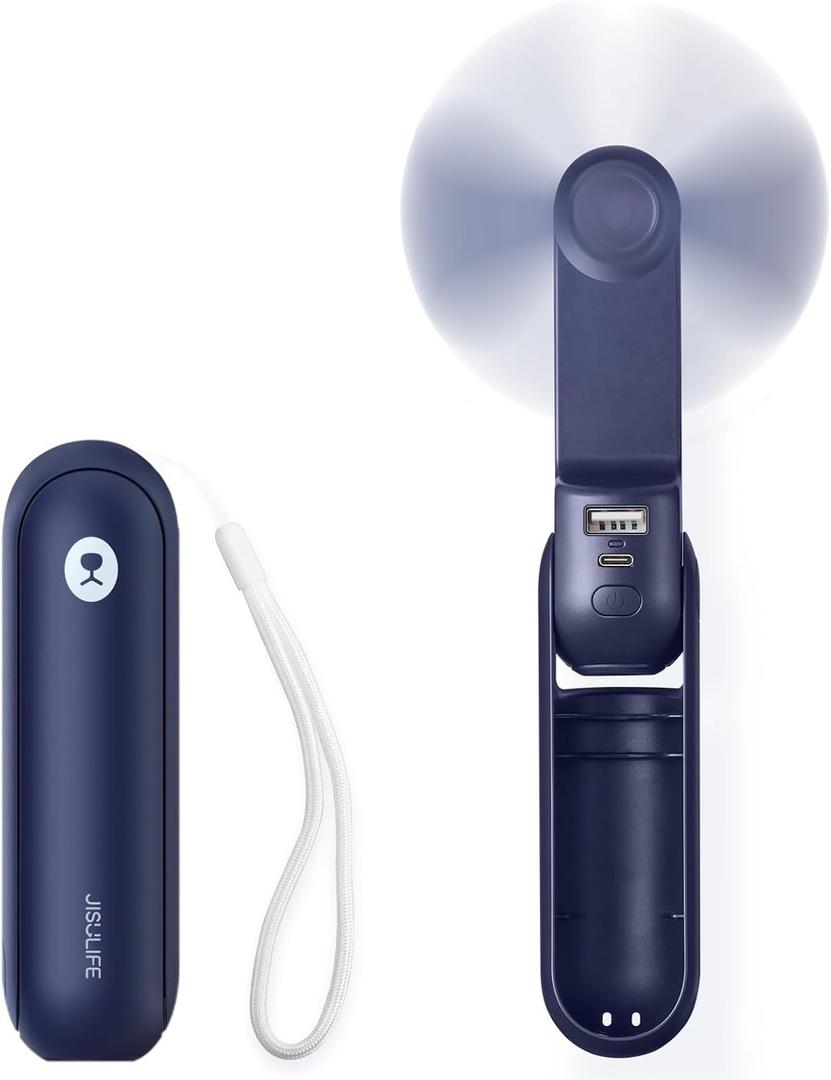 JISULIFE Portable Handheld Fan, Mini 3 In 1 with Rechargeable Battery, Personal Pocket Fan for Travel, Outdoor, USB Power Bank, Flashlight, Essential Ideal Gifts for Summer/Concert/Vacation - Blue JISULIFE Portable Handheld Fan, Mini 3 In 1 with Rechargeable Battery, Personal Pocket Fan for Travel, Outdoor, USB Power Bank, Flashlight, Essential Ideal Gifts for Summer/Concert/Vacation - Blue