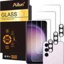 Ailun Screen Protector for Galaxy S23 [6.1 Inch] 3Pack + 3Pack Camera Lens Tempered Glass Fingerprint Unlock Compatible 0.25mm Ultra Clear Anti-Scratch Case Friendly [Not For S23 Ultra] (Transparent)
