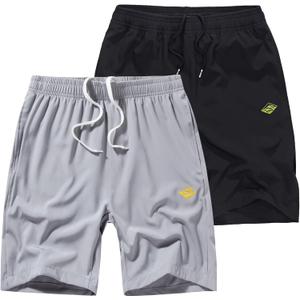 Vcansion 2 Pack Men's Outdoor Lightweight Hiking Shorts Quick Dry Sports Casual Running Shorts with Pockets (X-Large, Black/Light Grey)