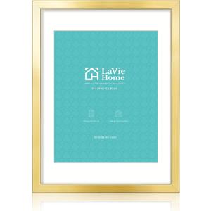LaVie Home 18x24 Picture Frame Gold Poster Frame, Display Pictures 16x20 with Mat or 18x24 Without Mat, Stable and Sturdy Frame and Polished Plexiglass, Horizontal and Vertical Format of The Walls