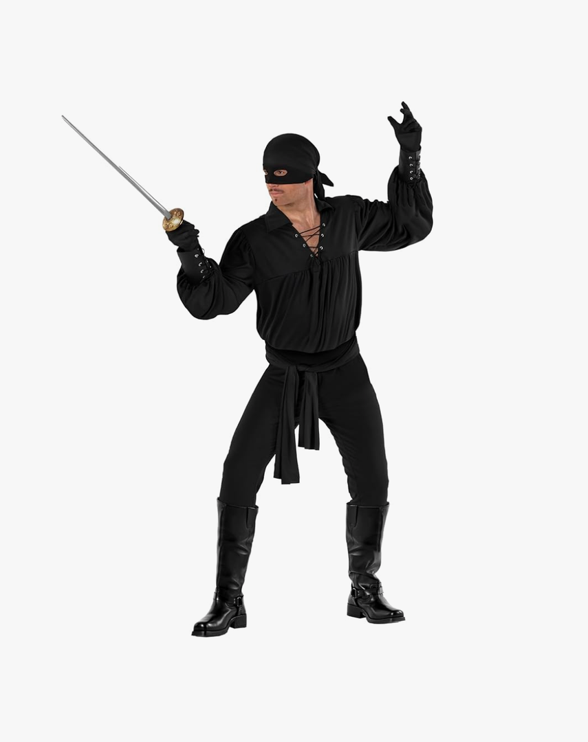 Morph Masked Vigilante Costume Men El Legend Hero Outfit with Black Hat and Mask for Adults Medium