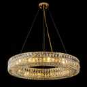 Homeooze12-Lights Ring Crystal Chandelier, Modern Chandeliers Lighting and Hanging Ring Adjustable, Ceiling Light Fixture for Living Room Dining Room Bedroom (Gold, 32")