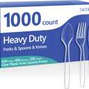 SACATR 1000 Count Plastic Silverware Heavy Duty - 400 Forks, 400 Spoons, 200 Disposable Knives, BPA-Free, Disposable Plastic Cutlery Set, Plasticware Suitable for Party Everyday Use