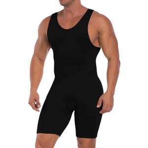 Men's Full Body Shaper Tummy Control Shapewear Slimming Compression Underwear Bodysuit Undershirt Fajas Para Hombres (Large, Boxer-black)