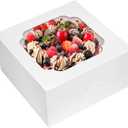 Moretoes 24pcs Cake Boxes, 12x12x6 Inch Square Bakery Boxes with Window Cajas Pasteles for Valentine's Day, Mother's Day, Pastries, Chocolates, Cookies, Pie, Birthday Party, Wedding