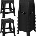 TURSTIN 12 Pack Plastic Stools 16.9 Inch Black Nesting Stools Portable Backless Bar Stool Flexible Seating Chairs for Classroom Office Home