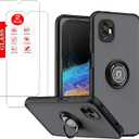 for Samsung Galaxy XCover 6 Pro Case with [2 Pack] Tempered Glass Screen Protector, for Galaxy XCover6 Pro Ultra Thin Heavy Duty Armor Protectivewith Magnetic Kickstand Phone Case Black